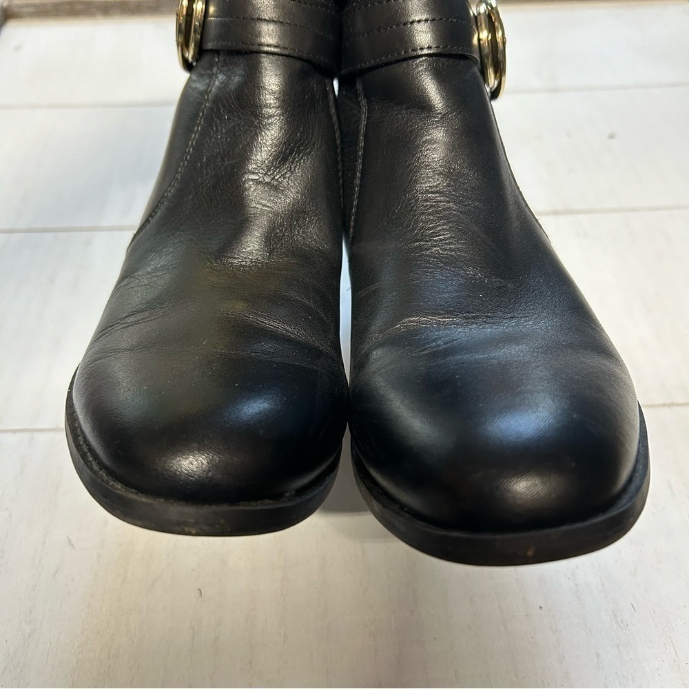 Marc Fisher Hailin Boots 6.5M Womens Leather Tall Shaft‎  Black Brown EUC - Picture 2 of 10